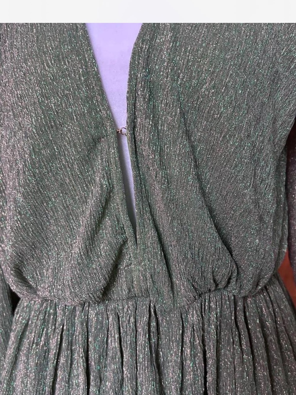 cameo Bright Green Dress with Sparkle Sheen Fairy Core Glitter Cocktail M - Picture 5 of 7